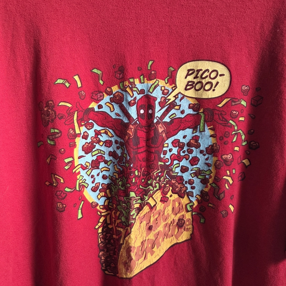 Marvel X Dead Pool Shirt Mens Short Sleeve "Taco Surprise" Graphic Logo Sz 2XL - Picture 8 of 9